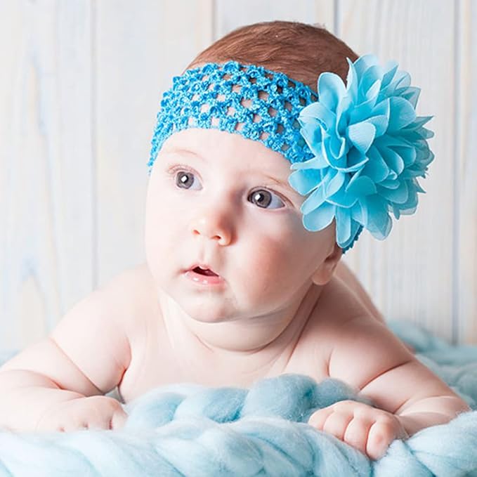 WillingTee 30pcs Baby Girls Headbands Chiffon Flower Soft Stretchy Hair Band Hair Accessories for Baby Girls Newborns Infants Toddlers and Kids