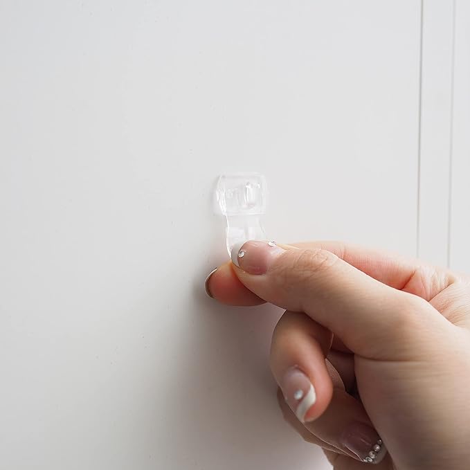 MOVELYST 240 Mini Clear Light Clips with 300 Adhesive Strips, Damage-Free Indoor Mini Wall Hooks for Hanging, Removable Clips for Christmas Decoration