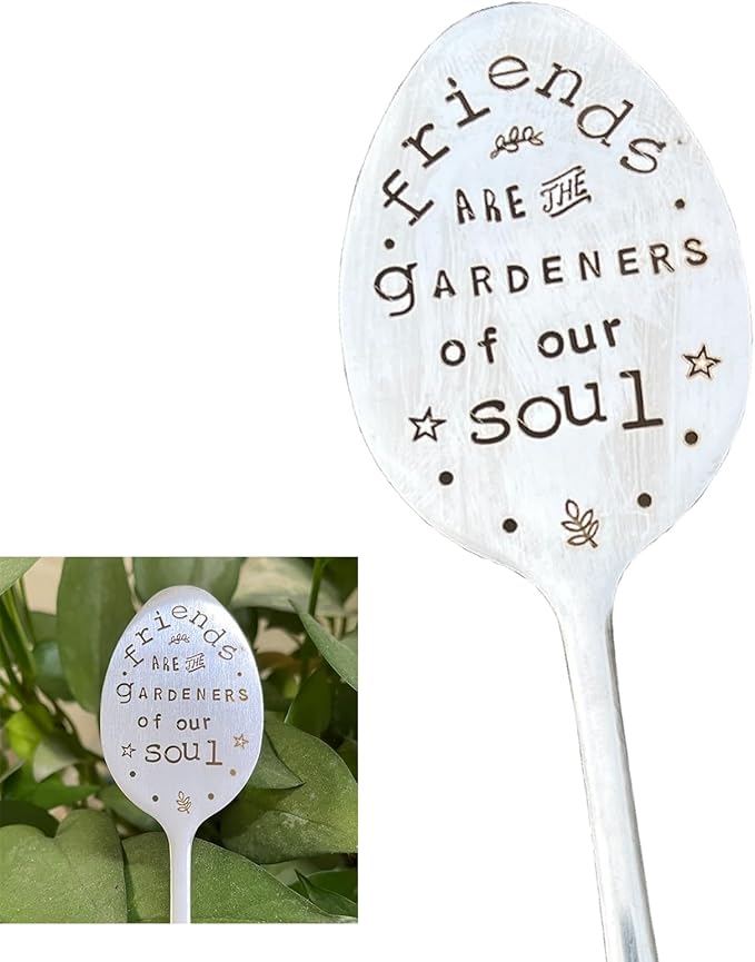 Garden Plant Marker Friendship Gift for Women Gardeners, Plant Stake Label Sign Tag Gardening Gifts for Woman Plant Lovers, Metal Garden Decoration (Gardener of Our Soul)