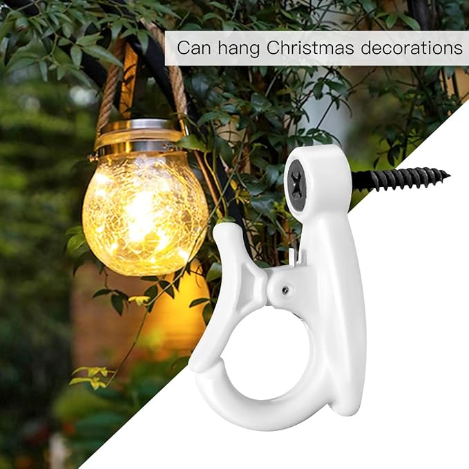 GEZIDEA Light Hanger Hooks,String Light Hooks,Screw-in Hooks for Hanging String Lights and Wire,Plants,Wind Chimes,Plastic,White,20 Pack