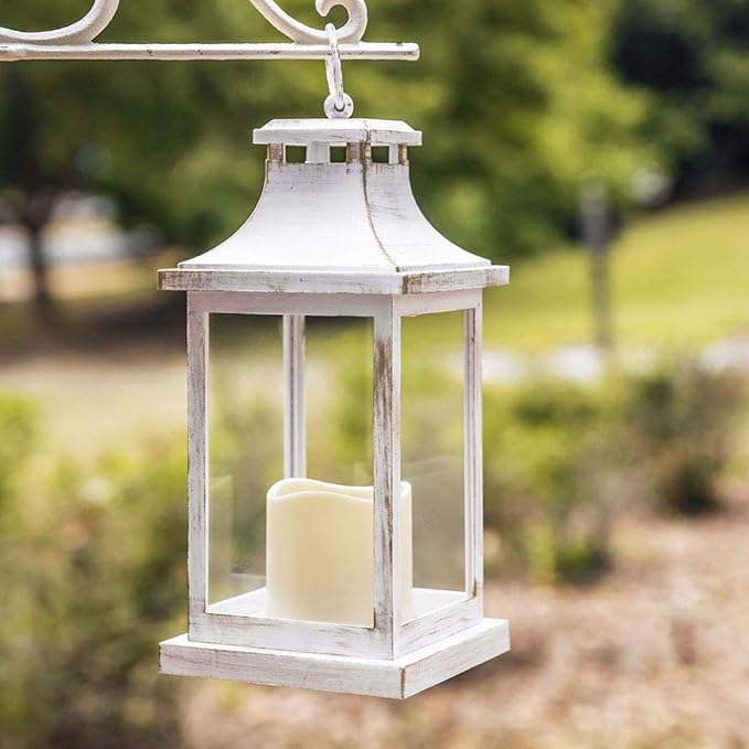 Kate Aspen LED Vintage Decorative Ivory Hampton-Rustic Home Shelf Decor Lantern, One Size (Pack of 2)