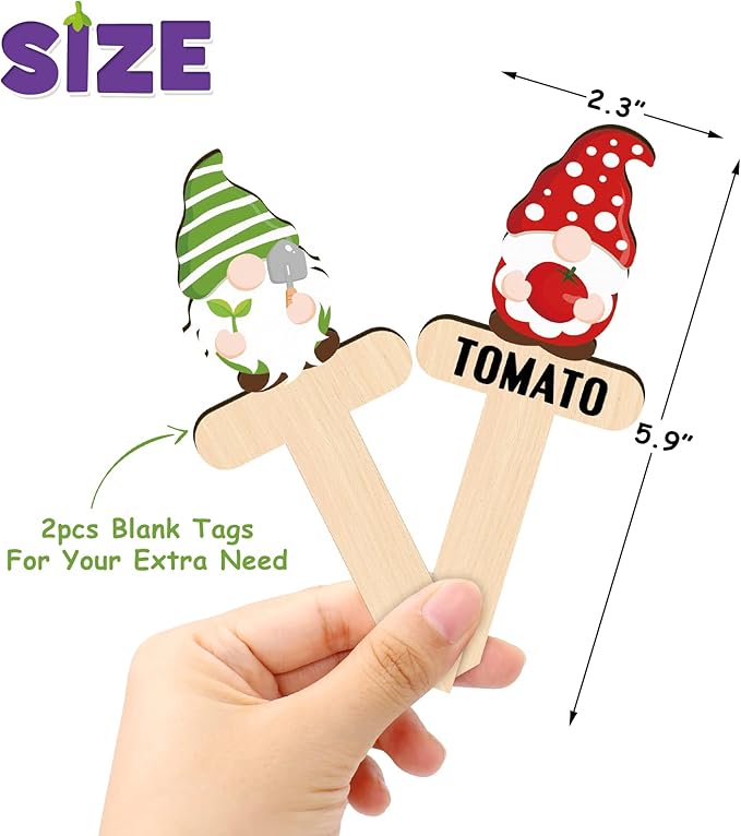 Huray Rayho Gnome Wooden Plant Markers for Vegetable Flowers Garden Potted Plants Tags 15-Pack Funny Wood Plant Labels Garden Stakes Patio Decorations Funny Gifts for Plant Lady Woman Novelty Gift
