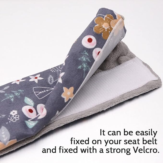 DILIMI Baby Car Seat Neck Cover, 2Pcs Carseat Belt Cover Pad, Shoulder Strap Protectors, Seat Belt Covers Cushion for Boy Girl (Grey Flower Deer)