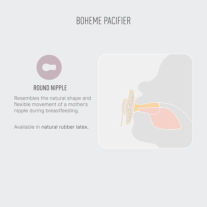 BIBS Pacifiers - Boheme Collection | BPA-Free Baby Pacifier | Made in Denmark | Set of 2 Ivory/Blossom Color Premium Soothers | Size 0-6 Months