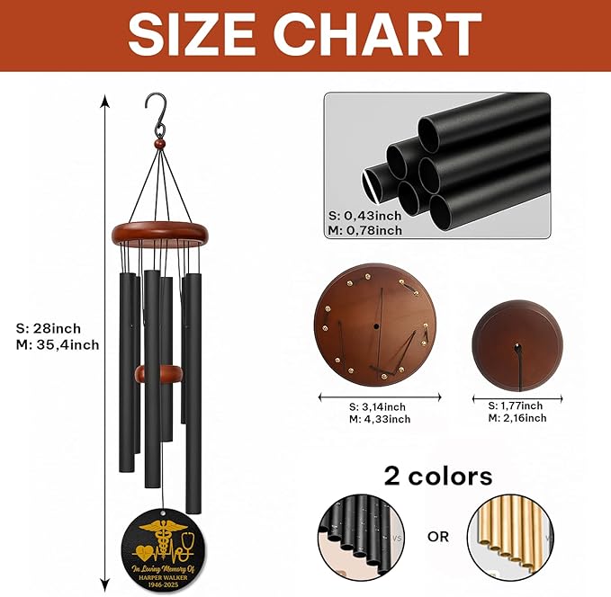 Personalized Medical Memorial Wind Chime – “in Loving Memory” Custom Engraved Name & Years – Doctor Nurse Sympathy Gift – Windchime for Healthcare Workers – Healing Tribute for Loss of Loved One