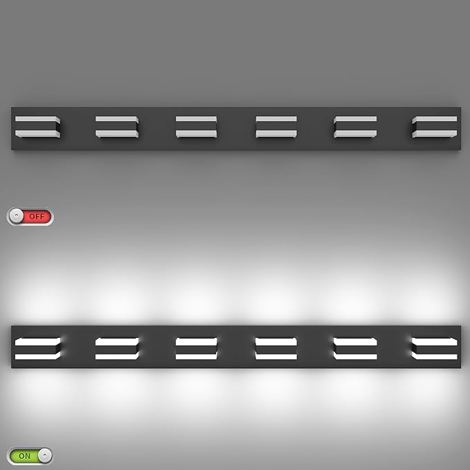 SOLFART 5 Color Temperature Adjustable Modern Vanity Light6 Lights Black Bathroom Light FixturesIndoor LED Bar Lighting 5 Color Temperature Adjustable 5CCT