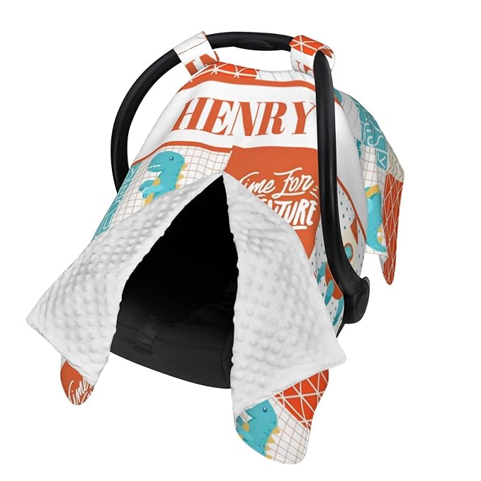 Personalized Baby Car Seat Canopy for Boys and Girls, Custom Name Baby Car Seats Covers for Babies, Opening Minky Nursing Breastfeeding Stroller Cover Infant Carseat Canopies for Newborn (Robot)
