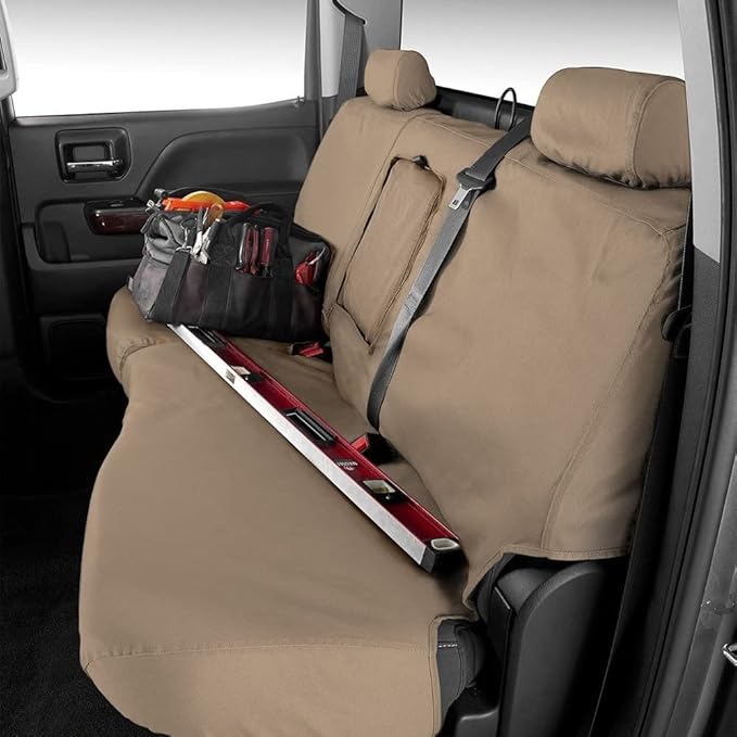 Covercraft Custom-Fit Rear-Second Seat Bench SeatSaver Seat Covers - Polycotton Fabric, Taupe