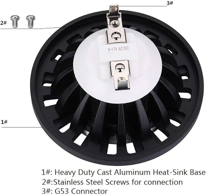 Arrownine PAR36 LED Landscape Bulb,10Watts Dimmable 9-17V Weatherproof for Landscape Lighting Outdoor Well Lights Tree Uplighting Black Finish Cool White 5000K