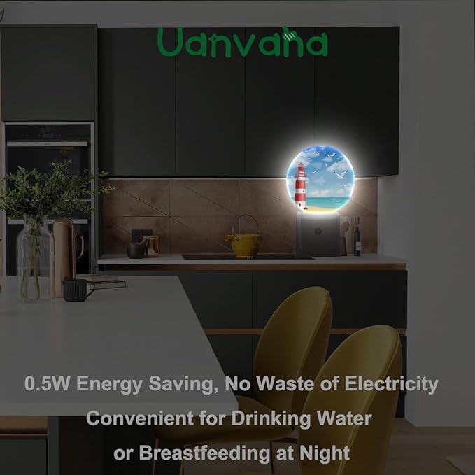 Lighthouse Seabirds Night Lights Plug into Wall Ocean Beach Seagull Blue Sunny Sky Clouds LED Dusk to Dawn Plug-in Nightlight Auto Sensor for Bedroom Bathroom Hallway Living Room