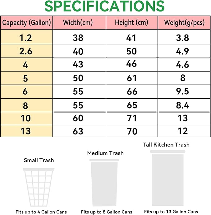 10 Gallon Trash Bag Drawstring, Garbage Bags