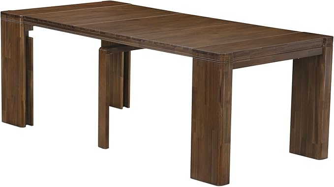 X02FO-208-18 - 5 Pieces Dining Room Set contains an Extendable Rectangle Kitchen Table, 2 Dining Chairs and 2 Modern Benches, 39x120 Inch, Antique Walnut