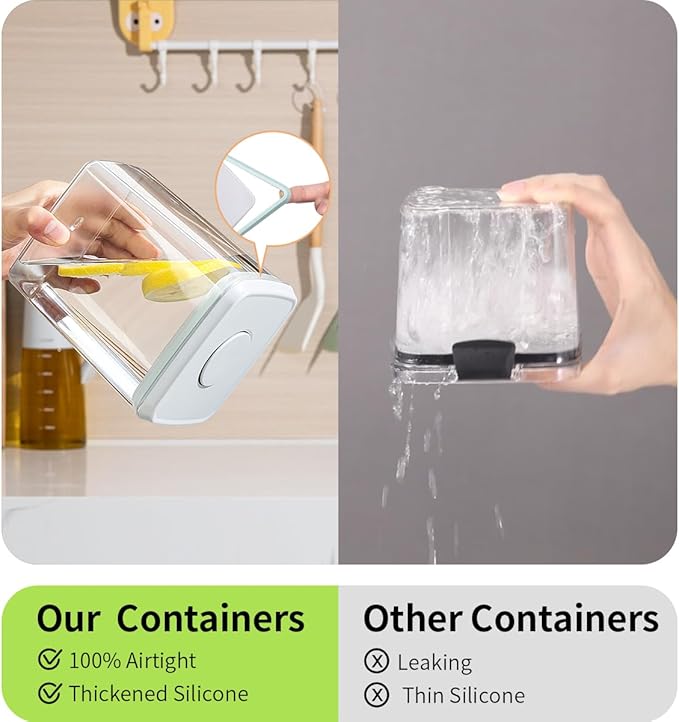 Food Storage Containers with Lids, 2.9Qt 2Pcs Airtight Pop Food Storage