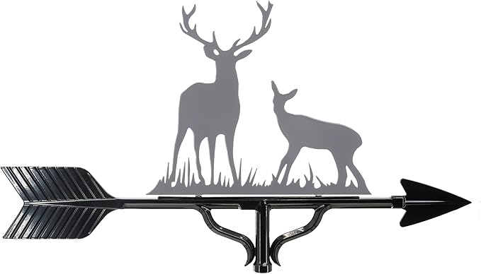 Montague Metal Products Deluxe Buck and Doe Weathervane - 14 Ornament Colors Available - Roof Mount Included (4 to Choose from) - Deer Weathervane - Hunter Gift Ideas