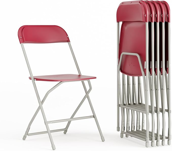Flash Furniture Hercules Series Plastic Folding Chair - Red - 6 Pack 650LB Weight Capacity Comfortable Event Chair-Lightweight Folding Chair
