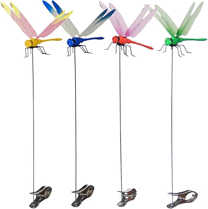 Kleeblatt Dragonfly Clip Bug Repellent 12pcs - DIY Dragon Fly Clips for Bugs Repellent, Hair Accessories, Garden Decor, Outdoor Decorative Stakes - Ideal for Garden & Patio Enhancement (in Bags)