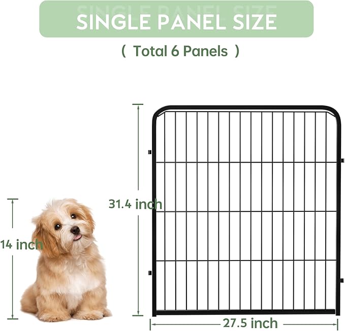 ZXMOTO Outdoor Garden Fence with Gate 6 Pack 32in(H) x14ft(L) Heavy Duty Metal, Decorative Outdoor Yard Fencing for Dogs, Temporary Dog Fence for Backyard, Patio & Garden Beds Easy Setup