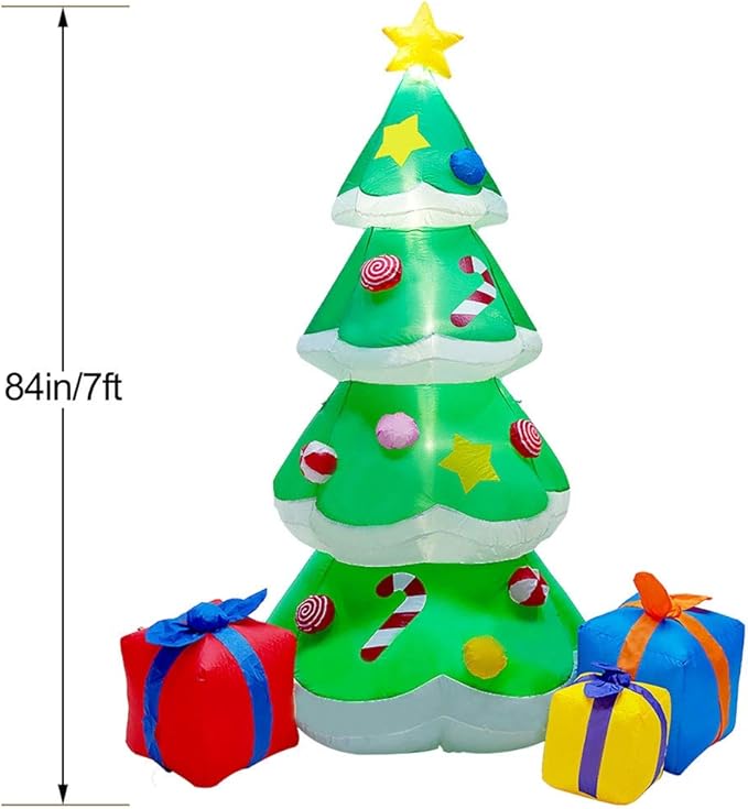 DR.DUDU 7 FT Inflatable Christmas Tree with Led Lights, Lighted Christmas Tree for Blow Up Yard Decoration, Indoor Outdoor Yard Garden Christmas Decoration