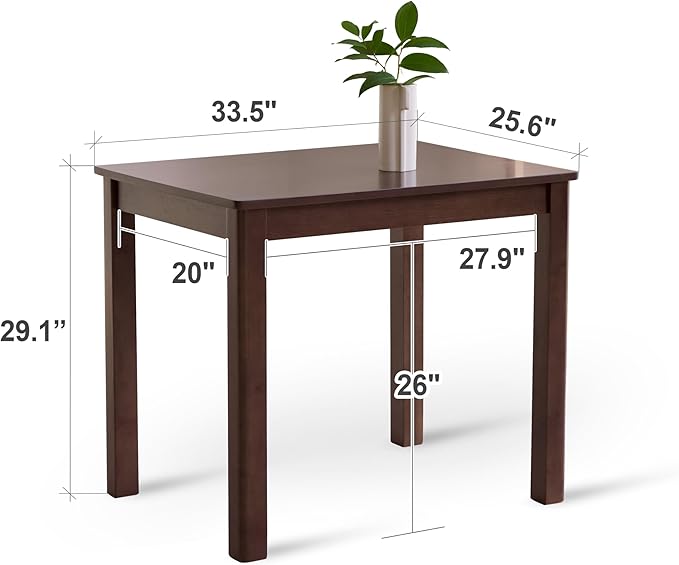 Livinia Cabin 33.5" Wooden Dining Table/Small Rectangular Modern Farmhouse Solid Wood Kitchen Table Desk (Walnut)