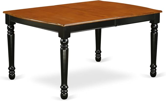 East West Furniture DOQU7-BCH-W 7 Piece Dining Table Set Consist of a Rectangle Dining Room Table with Butterfly Leaf and 6 Wood Seat Chairs, 42x78 Inch, Black & Cherry