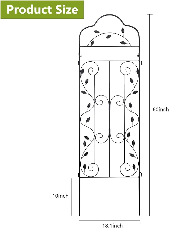 hogardeck 4 Packs 60 * 18 inch Metal Garden Trellis for Climbing Plants Outdoor,Heavy Duty,Black Coating Rustproof Trellis for Rose, Vegetable, Flowers, Expandable,Perfect for Training Climbing Plants
