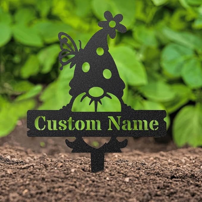 RealSteel Customizable Gnome Seed & Plant Markers – Durable Metal Garden Stakes for Herbs, Fruits & Vegetables – Weatherproof Tags for Farmhouse & Greenhouse Décor (Type 1, Small)
