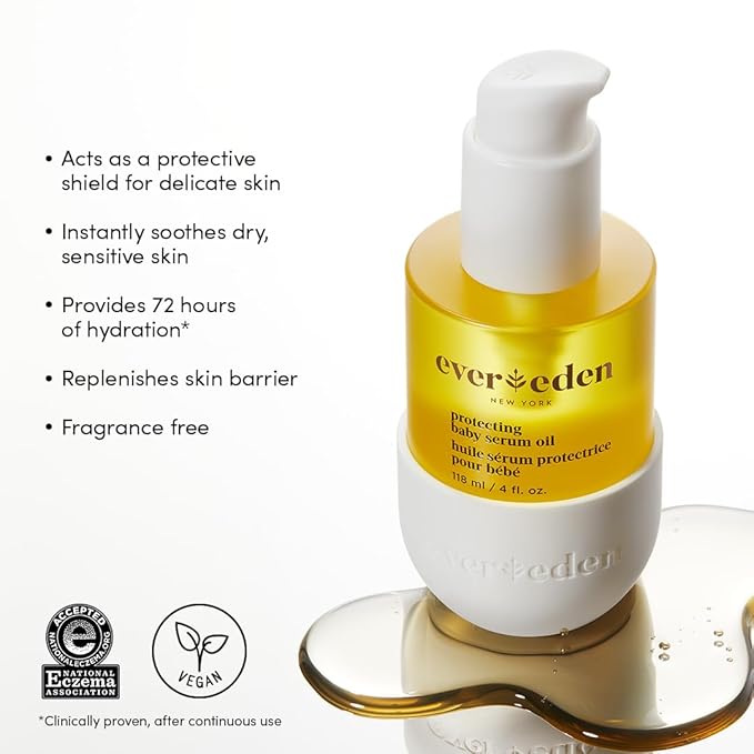 Evereden Protecting Baby Massage Oil, 4 oz. | Baby Oil for Newborn | Clean and Gentle Baby Care | Non-toxic and Fragrance Free | Made with clean ingredients