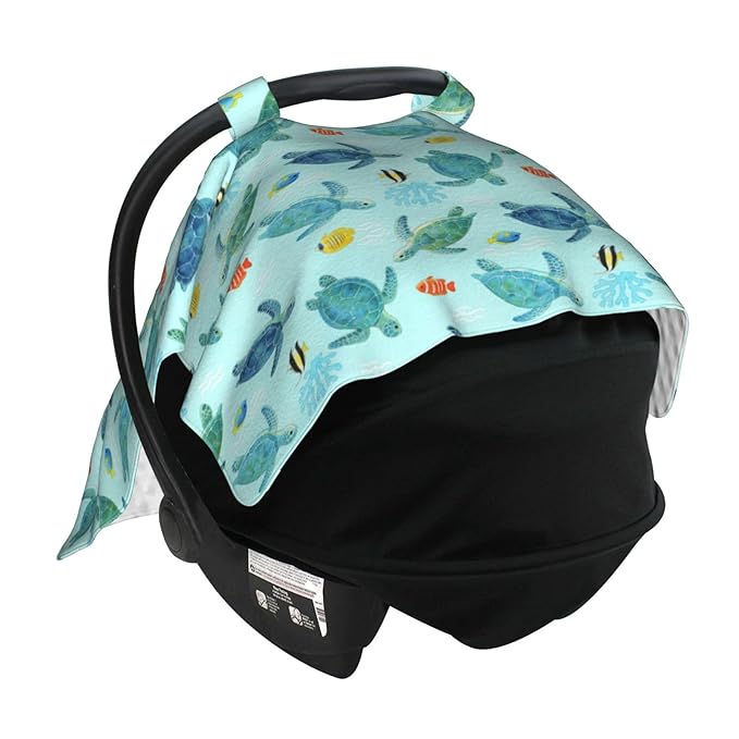 Sea Turtle Baby Car Seat Canopy Cover, Stroller Cover for Infant Toddler Ocean Beach Theme Stuff for All Seasons