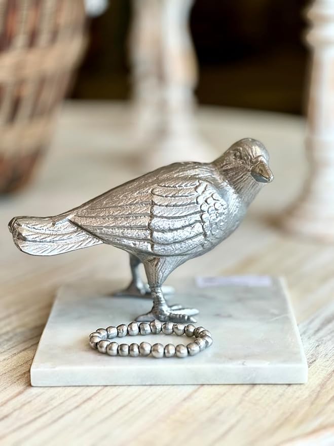 NACH Cast Iron Crow Statue, Head to Side Raven, Large Garden Statues, Crow Garden Sculpture, Bird Figurines Home Decor, Raven Decor, Antique Metal Bird Statue, 4 x 11 x 6.5 inches, JS-90-7115AM