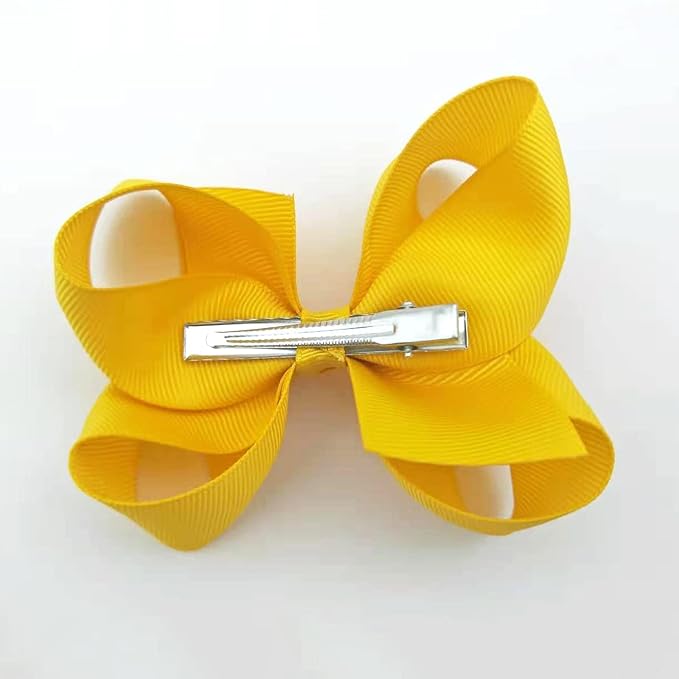 40PCS 4 Inch Hair Bows for Girls,Hand-made Grosgrain Ribbon Hair Bow Alligator Clips Hair Accessories for Toddlers Baby Girls Kids Teens in Pairs