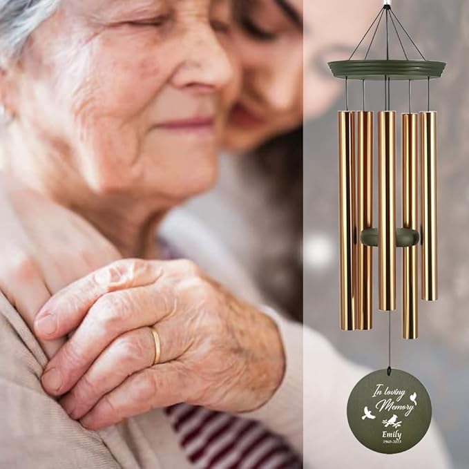 Personalized Sympathy Wind Chime, Sympathy Gifts for Loss of Loved One, Cardinal Wind Chimes, Loss of Mother Memorial Gift,Memorial Wind Chimes Deep Tone, Product in USA