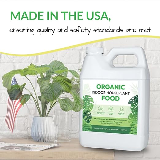 Organic Indoor Houseplant Food - Use on All Live Indoor Plants, Orchids, and Succulents | Concentrated Liquid Fertilizer Alternative (32oz, Mixes to 32 Gallons)