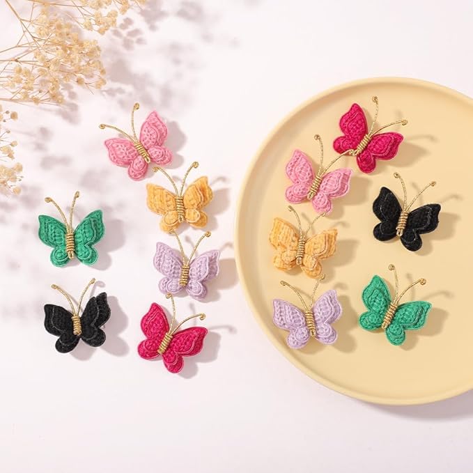 2 Pcs Butterfly Hair Bow Girl, Beige Kid's Cute Hair Clips Barrettes Accessories for Infants Toddlers Baby Kids Fine Hair