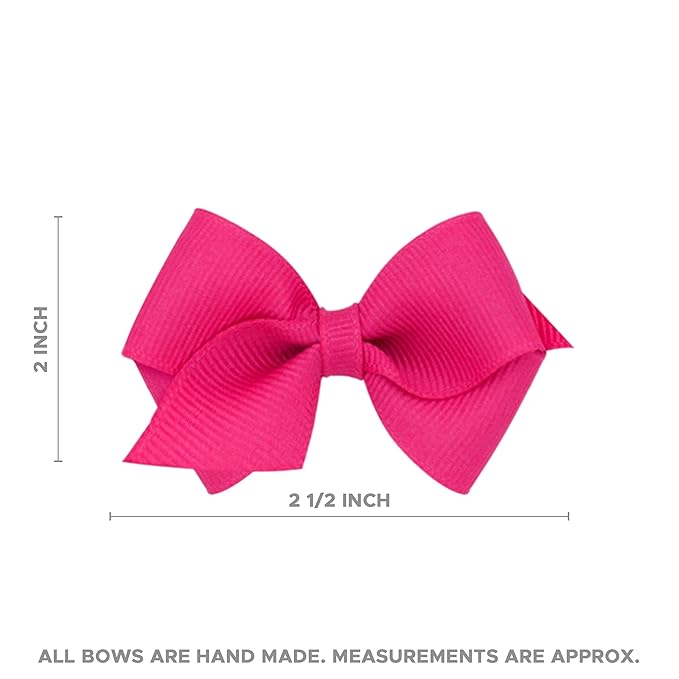 Wee Ones Girls' Classic Grosgrain Hair Bows with Plain Wrap Center, No-Slip Hair Clip, Handmade, Navy, Wee