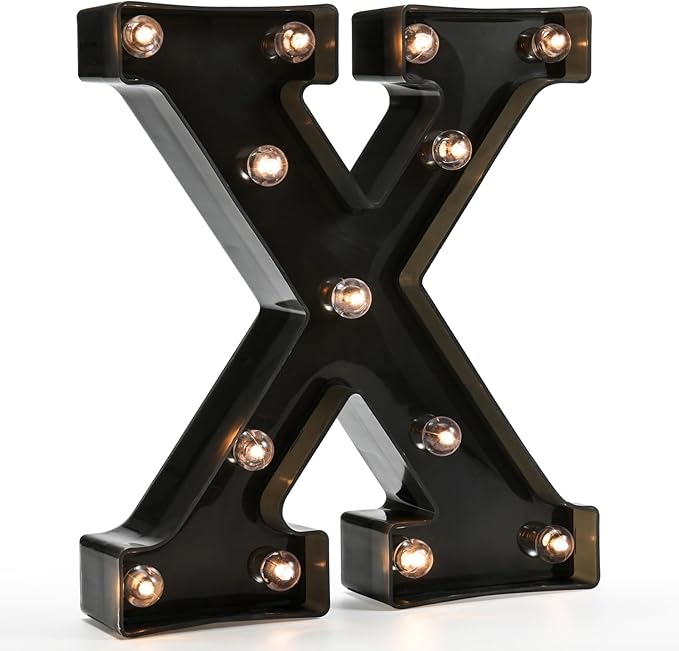 OYCBUZO Light Up Black Alphabet Marquee Letters Sign LED Marquee Number Lights Sign for Night Light Home Bar Christmas Lamp Birthday Party Wedding Decoration X