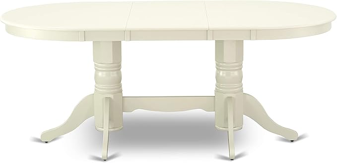 East West Furniture VABO9-LWH-LC 9 Piece Dining Set Includes an Oval Dining Room Table with Butterfly Leaf and 8 Faux Leather Upholstered Kitchen Chairs, 40x76 Inch, Linen White