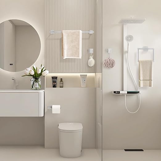 YACVCL Towel Bar Set, 10 Pieces Bathroom Hardware Set Brushed Nickel Bathroom Accessories, SUS304 Stainless Steel Towel Racks Holder Set Wall Mounted 23.6 Inch