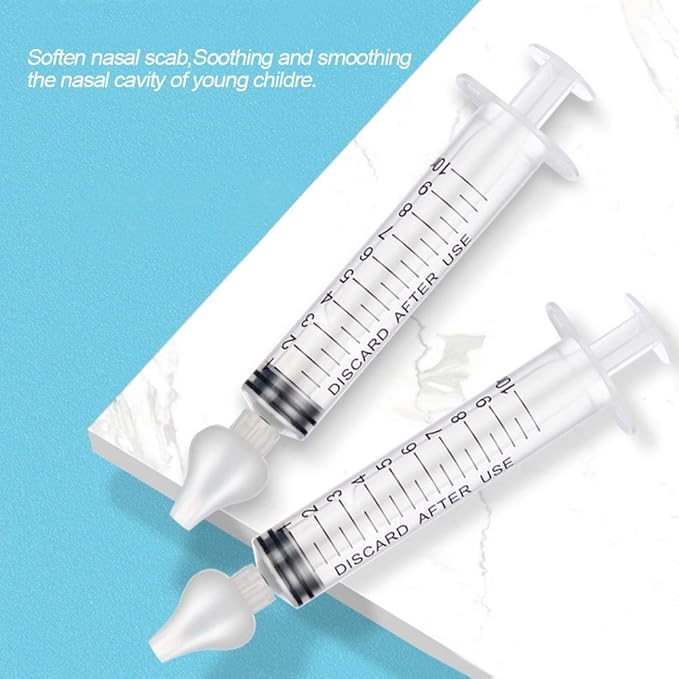 Baby Nasal Aspirator, 2 Box Professional Syringe Baby Nasal Irrigator Infant Nose Cleaner Rinsing Device with Cleanable and Reusable Silicone Nasal Suction Tip