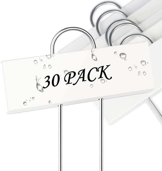 FORUP Metal Plant Labels, 30 Pack Garden Label Markers, Weatherproof Garden Stake Tags, Reusable Planting Gardening Markers, White
