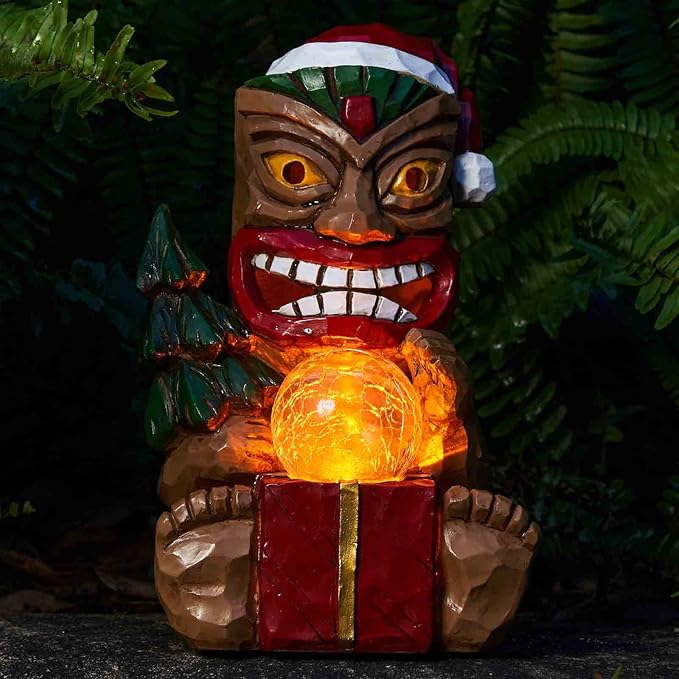 Outdoor Garden Decor-Christmas Tiki Totem Statues Light Beautiful Gift-Giving for Your Indoor Christmas & Holiday Decorations（9.65“）