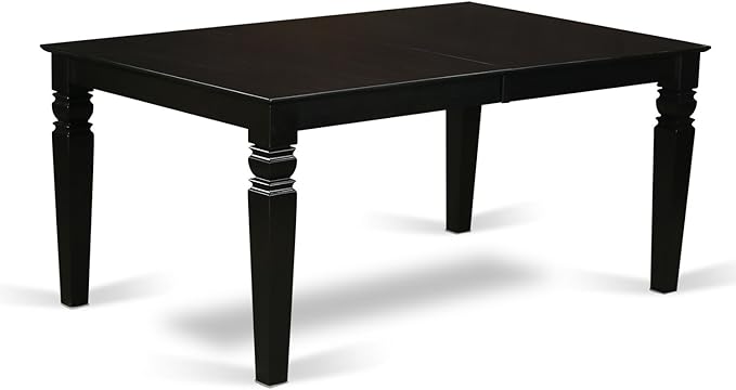 East West Furniture LGAN9-BLK-LC 9 Piece Dining Table Set Includes a Rectangle Dinner Table with Butterfly Leaf and 8 Faux Leather Dining Room Chairs, 42x84 Inch, Black