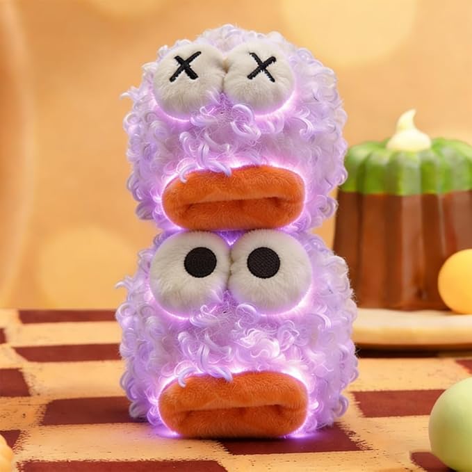 Plush Night Light Cute LED Table Lamp Cozy Dimmable Nightlight Trendy Rechargeable Bedside Lamp Funny Desk Decor Lamp for Halloween Christmas Birthday Gift (BMSE)
