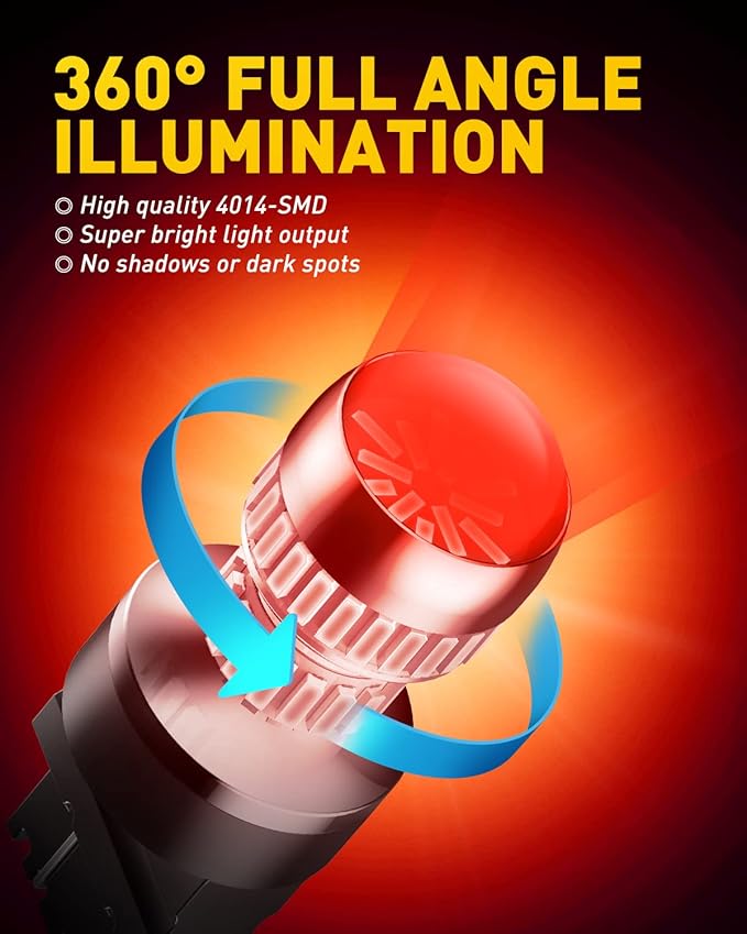 AUXITO LED Brake Tail Light Bulbs 3156 3157 LED Bulb Red Super Bright 3056 3057 3047 4057 Led Bulbs for Tail Stop Brake Signal Parking Lights, Brilliant Red