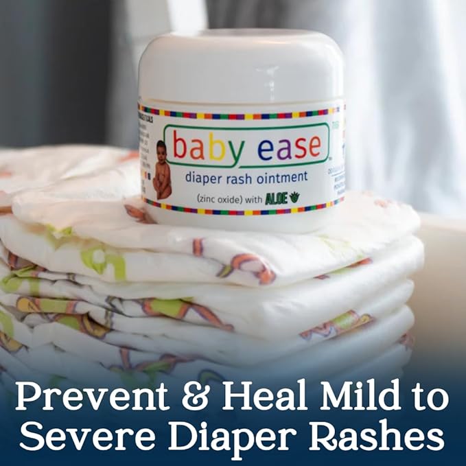 BabyEase - Diaper Rash Cream with Zinc Oxide and Aloe Vera - Recommended by Pediatricians and Pharmacists. Relief & Prevention, Hypoallergenic, Phthalate- & Paraben-Free Paste