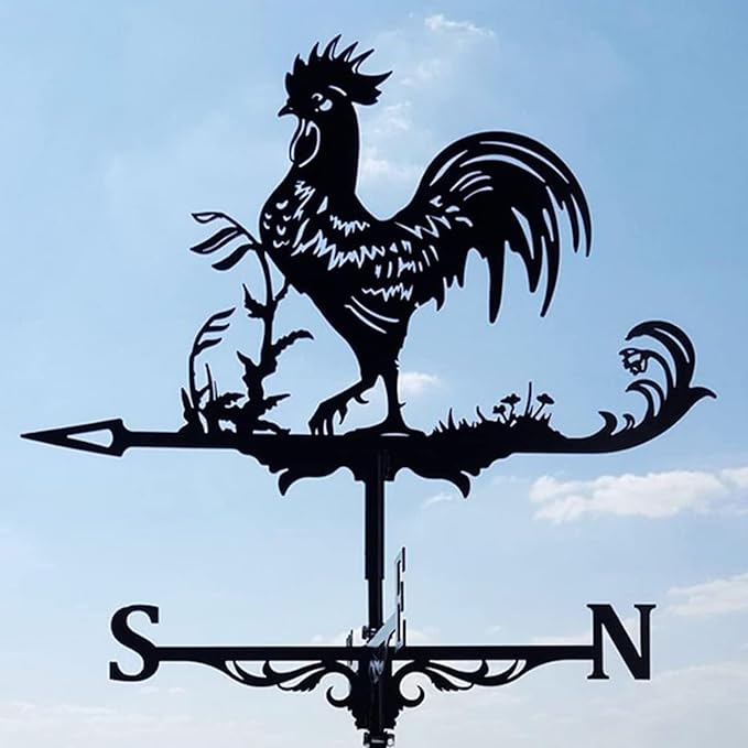Metal Rooster Shape Weathervane, Roof Mount Weather Chicken Wind Vane Direction Indicator,Outdoor Scene Garden Chicken Weather Vane Ornament for for Shed Farmhouse Patio Decor(Dog2)