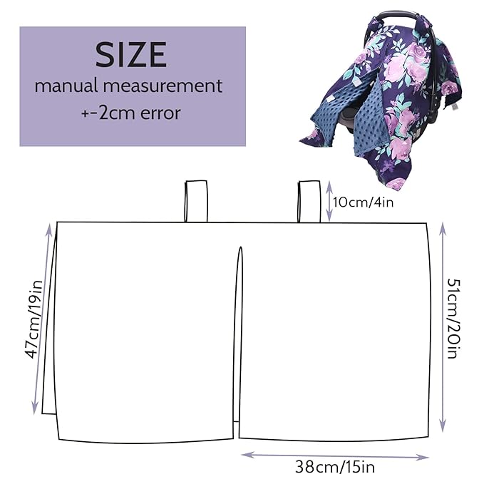 TANOFAR Car Seat Cover Baby, Carseat Covers Baby Boy Girl, Peekaboo Opening Infant Car Seat Cover for Winter, Warm & Cozy, Purple Floral
