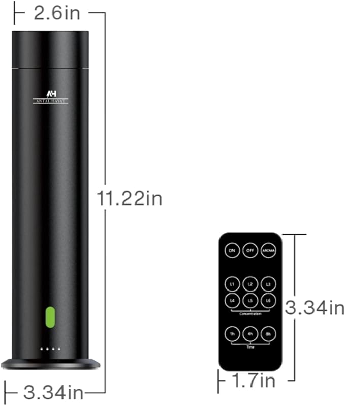 Waterless Essential Oil Diffuser - Home Luxury Scent Diffuser - Remote Control Antal Hayat Cordless Rechargeable Diffuser - 5000 sq. ft Coverage - Essential Oil Diffuser App Control Rechargeable