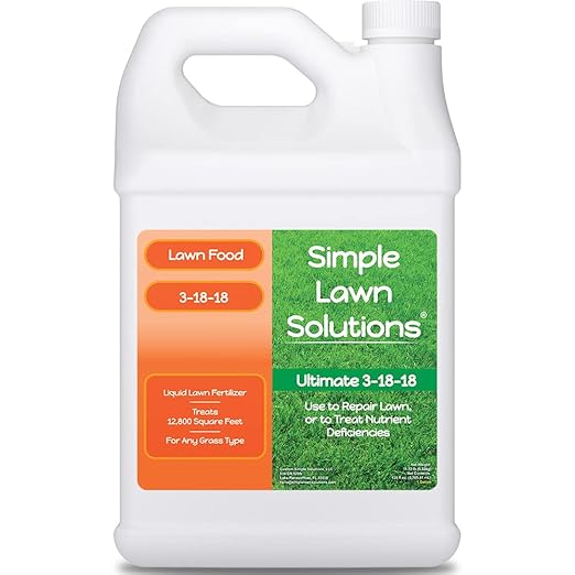 Ultimate 3-18-18 Lawn Food Liquid Fertilizer- Easy to Use Concentrated Spray- Any Grass Type- Summer & Fall - Simple Lawn Solutions- Turf Hardiness & Root Vigor- Phosphorus and Potassium (1 Gallon)