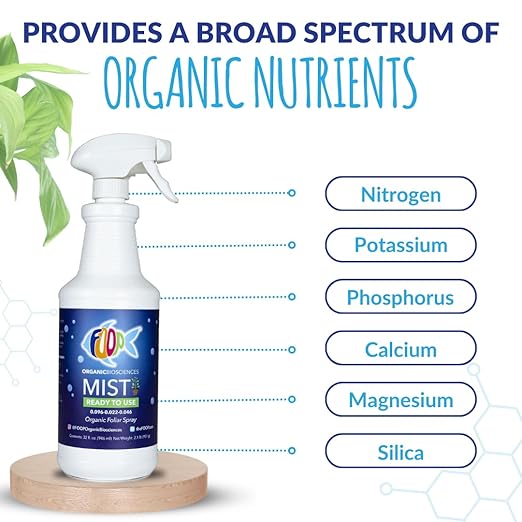 FOOP Mist - Organic Foliar Spray Made from Fish Manure (with Fresh Minty Scent) | Corrects & Prevents Plant Nutrient Deficiencies | Ready to Use, No Mixing Required (32oz, 2 Pack)