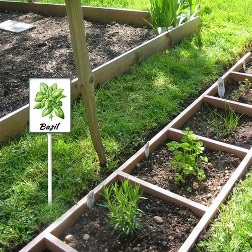 FemiaD Plant Label Signs Planted Herb Garden Markers Waterproof Aluminum Plant Stake Tags Basil Sign for Nursery Indoor Outdoor Garden Decoration 8x12inch